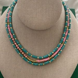Turquoise and Pink beaded necklaces